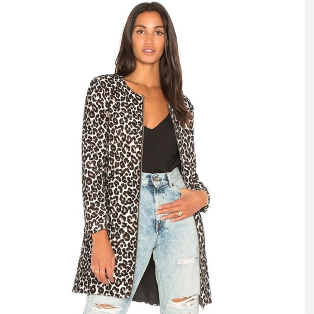 Cupcakes & Cashmere Leopard Jacquard Adelia Coat Small
